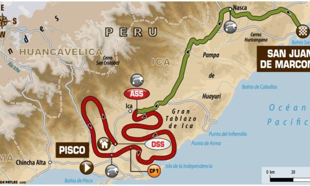 Recorrido de la tercera etapa del Dakar 2018: Pisco-San Juan de Marcona