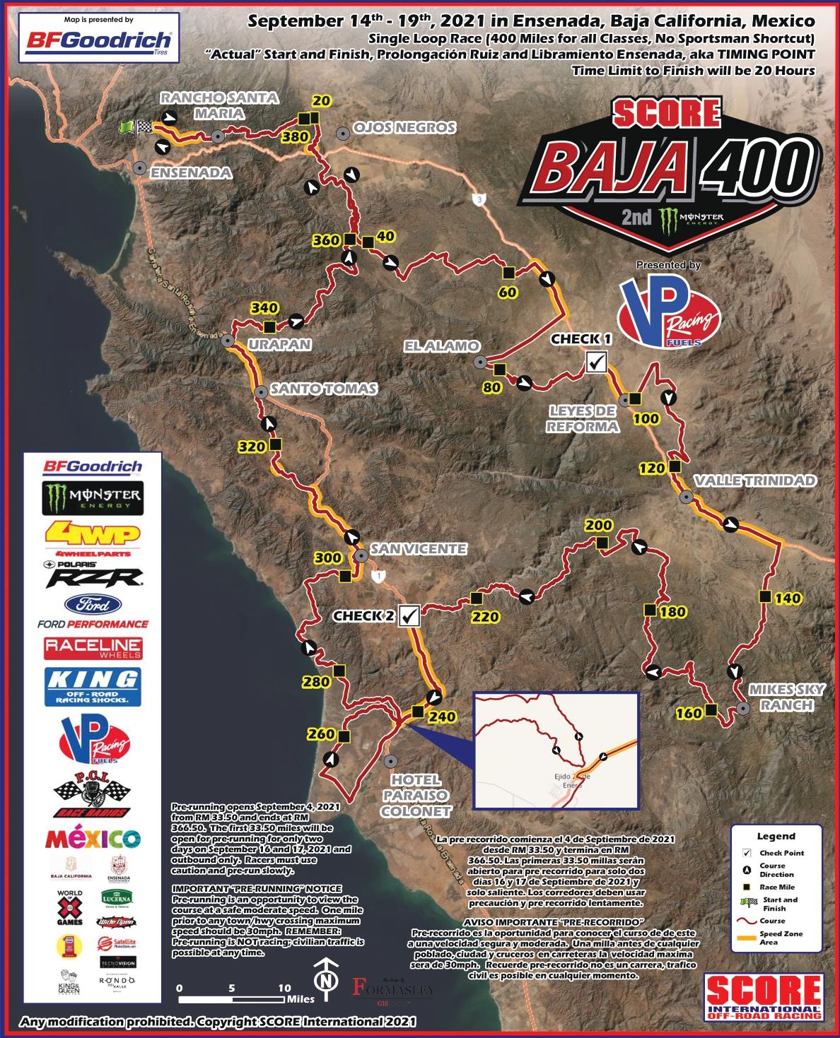 El mapa y recorrido de la Baja 400 2021 Somos Dakar