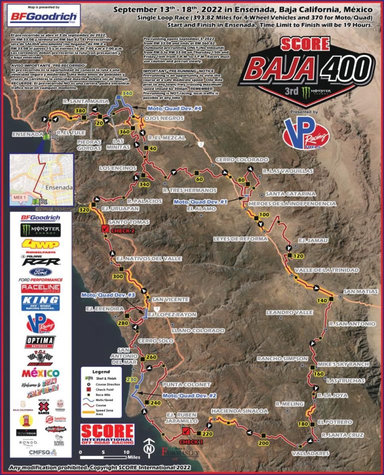 El mapa de la Baja 400 2022 Somos Dakar