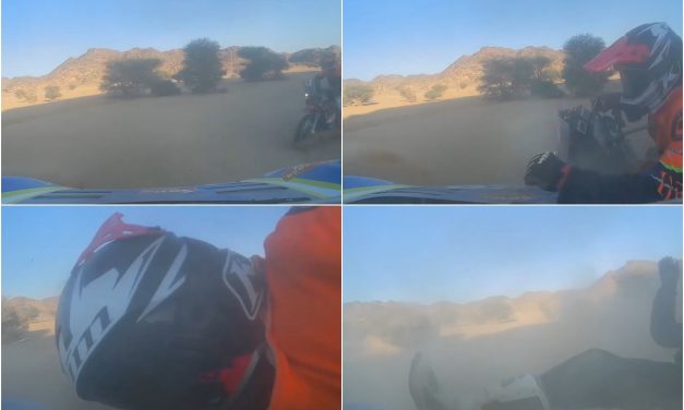Video: Los hermanos Coronel se encontraron de frente con una moto y no pudieron evitar el choque