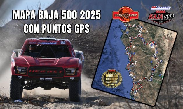 El Mapa GPS y los puntos de espectadores de la Baja 500 2025